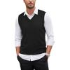 imageCOOFANDY Mens Sleeveless V Neck Pullover Sweater Slim Fit Casual Argyle Sweater VestPure Black