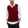 imageCOOFANDY Mens Sleeveless V Neck Pullover Sweater Slim Fit Casual Argyle Sweater VestPure Maroon