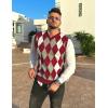 imageCOOFANDY Mens Sleeveless V Neck Pullover Sweater Slim Fit Casual Argyle Sweater VestWine Red