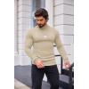 imageCOOFANDY Mens Slim Fit Mock Turtleneck Pullover Sweater Casual Basic Knitted Thermal SweatersLight Apricot