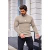 imageCOOFANDY Mens Slim Fit Mock Turtleneck Pullover Sweater Casual Basic Knitted Thermal SweatersLight Khaki