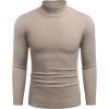 imageCOOFANDY Mens Slim Fit Mock Turtleneck Pullover Sweater Casual Basic Knitted Thermal SweatersLight Khaki