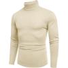 imageCOOFANDY Mens Slim Fit Turtleneck Sweater Casual Basic Knitted Long Sleeve Pullover SweaterBeige