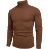 imageCOOFANDY Mens Slim Fit Turtleneck Sweater Casual Basic Knitted Long Sleeve Pullover SweaterBrown
