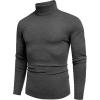 imageCOOFANDY Mens Slim Fit Turtleneck Sweater Casual Basic Knitted Long Sleeve Pullover SweaterDark Grey