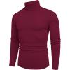 imageCOOFANDY Mens Slim Fit Turtleneck Sweater Casual Basic Knitted Long Sleeve Pullover SweaterWine Red