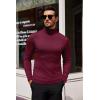 imageCOOFANDY Mens Slim Fit Turtleneck Sweater Casual Basic Knitted Long Sleeve Pullover SweaterWine Red