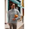 imageCOOFANDY Mens Slim Fit Turtleneck Sweater Casual Pullover Sweater Lightweight Ribbed Sweater01gray