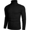 imageCOOFANDY Mens Slim Fit Turtleneck Sweater Casual Pullover Sweater Lightweight Ribbed SweaterBlack
