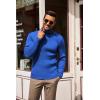 imageCOOFANDY Mens Slim Fit Turtleneck Sweater Casual Pullover Sweater Lightweight Ribbed SweaterBlue