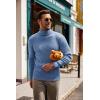 imageCOOFANDY Mens Slim Fit Turtleneck Sweater Casual Pullover Sweater Lightweight Ribbed SweaterBluegray