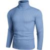 imageCOOFANDY Mens Slim Fit Turtleneck Sweater Casual Pullover Sweater Lightweight Ribbed SweaterBluegray