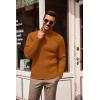 imageCOOFANDY Mens Slim Fit Turtleneck Sweater Casual Pullover Sweater Lightweight Ribbed SweaterBritish Tan