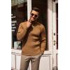 imageCOOFANDY Mens Slim Fit Turtleneck Sweater Casual Pullover Sweater Lightweight Ribbed SweaterCaramel