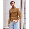 imageCOOFANDY Mens Slim Fit Turtleneck Sweater Casual Pullover Sweater Lightweight Ribbed SweaterCaramel