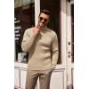 imageCOOFANDY Mens Slim Fit Turtleneck Sweater Casual Pullover Sweater Lightweight Ribbed SweaterKhaki