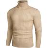 imageCOOFANDY Mens Slim Fit Turtleneck Sweater Casual Pullover Sweater Lightweight Ribbed SweaterKhaki