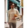 imageCOOFANDY Mens Slim Fit Turtleneck Sweater Casual Pullover Sweater Lightweight Ribbed SweaterKhaki