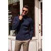 imageCOOFANDY Mens Slim Fit Turtleneck Sweater Casual Pullover Sweater Lightweight Ribbed SweaterNavy Blue
