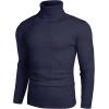 imageCOOFANDY Mens Slim Fit Turtleneck Sweater Casual Pullover Sweater Lightweight Ribbed SweaterNavy Blue