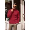 imageCOOFANDY Mens Slim Fit Turtleneck Sweater Casual Pullover Sweater Lightweight Ribbed SweaterRed