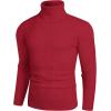 imageCOOFANDY Mens Slim Fit Turtleneck Sweater Casual Pullover Sweater Lightweight Ribbed SweaterRed