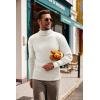 imageCOOFANDY Mens Slim Fit Turtleneck Sweater Casual Pullover Sweater Lightweight Ribbed SweaterWhite