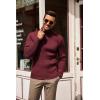imageCOOFANDY Mens Slim Fit Turtleneck Sweater Casual Pullover Sweater Lightweight Ribbed SweaterWine Red