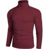 imageCOOFANDY Mens Slim Fit Turtleneck Sweater Casual Pullover Sweater Lightweight Ribbed SweaterWine Red