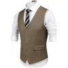 imageCOOFANDY Mens Suit Vest Formal Dress Vest Slim Fit Buesiness Wedding WaistcoatKhaki