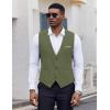 imageCOOFANDY Mens Suit Vest Slim Fit Casual Business Vests Lightweight VNeck Formal Dress Waistcoat for Wedding PromArmy Green