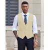 imageCOOFANDY Mens Suit Vest Slim Fit Casual Business Vests Lightweight VNeck Formal Dress Waistcoat for Wedding PromBeige