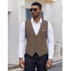 imageCOOFANDY Mens Suit Vest Slim Fit Casual Business Vests Lightweight VNeck Formal Dress Waistcoat for Wedding PromBrown