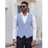imageCOOFANDY Mens Suit Vest Slim Fit Casual Business Vests Lightweight VNeck Formal Dress Waistcoat for Wedding PromLight Blue