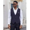 imageCOOFANDY Mens Suit Vest Slim Fit Casual Business Vests Lightweight VNeck Formal Dress Waistcoat for Wedding PromNavy Blue