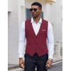 imageCOOFANDY Mens Suit Vest Slim Fit Casual Business Vests Lightweight VNeck Formal Dress Waistcoat for Wedding PromWine Red