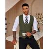 imageCOOFANDY Mens Suit Vest Slim Fit Double Breasted Dress Vest Casual Business Formal WaistcoatArmy Green