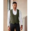 imageCOOFANDY Mens Suit Vest Slim Fit Double Breasted Dress Vest Casual Business Formal WaistcoatArmy Green