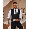 imageCOOFANDY Mens Suit Vest Slim Fit Double Breasted Dress Vest Casual Business Formal WaistcoatBlack