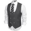 imageCOOFANDY Mens Suit Vest Slim Fit Double Breasted Dress Vest Casual Business Formal WaistcoatGray