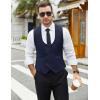 imageCOOFANDY Mens Suit Vest Slim Fit Double Breasted Dress Vest Casual Business Formal WaistcoatNavy Blue