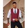 imageCOOFANDY Mens Suit Vest Slim Fit Double Breasted Dress Vest Casual Business Formal WaistcoatRed