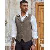 imageCOOFANDY Mens Suit Vests Slim Fit Waistcoat Notch Lapel Casual Formal VestBrown
