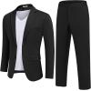 imageCOOFANDY Mens Suits 2 Piece Slim Fit Suit Set 2 Button Lightweight Casual Knit Blazer Suit Jacket PantsBlack