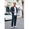 imageCOOFANDY Mens Suits 2 Piece Slim Fit Suit Set 2 Button Lightweight Casual Knit Blazer Suit Jacket PantsBlue