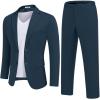 imageCOOFANDY Mens Suits 2 Piece Slim Fit Suit Set 2 Button Lightweight Casual Knit Blazer Suit Jacket PantsBlue