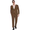imageCOOFANDY Mens Suits 2 Piece Slim Fit Suit Set 2 Button Lightweight Casual Knit Blazer Suit Jacket PantsBrown