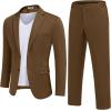 imageCOOFANDY Mens Suits 2 Piece Slim Fit Suit Set 2 Button Lightweight Casual Knit Blazer Suit Jacket PantsBrown