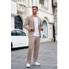 imageCOOFANDY Mens Suits 2 Piece Slim Fit Suit Set 2 Button Lightweight Casual Knit Blazer Suit Jacket PantsChampagne