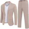 imageCOOFANDY Mens Suits 2 Piece Slim Fit Suit Set 2 Button Lightweight Casual Knit Blazer Suit Jacket PantsChampagne